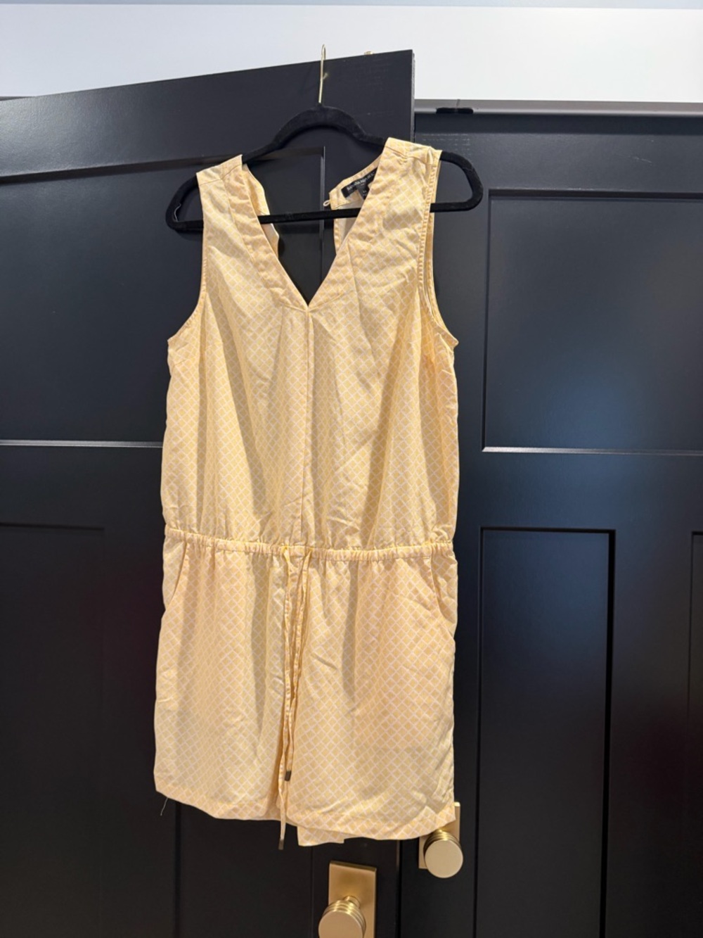 Banana Republic Yellow Patterned Sleeveless Romper